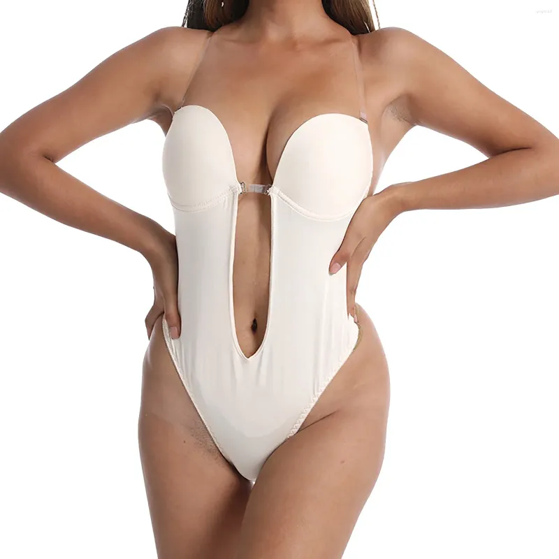 Shapers pour femmes 3x Spanks plongeant col en V bretelles transparentes dos nu façonnage contrôle corset longue camisole femmes ventre plat sous-vêtements