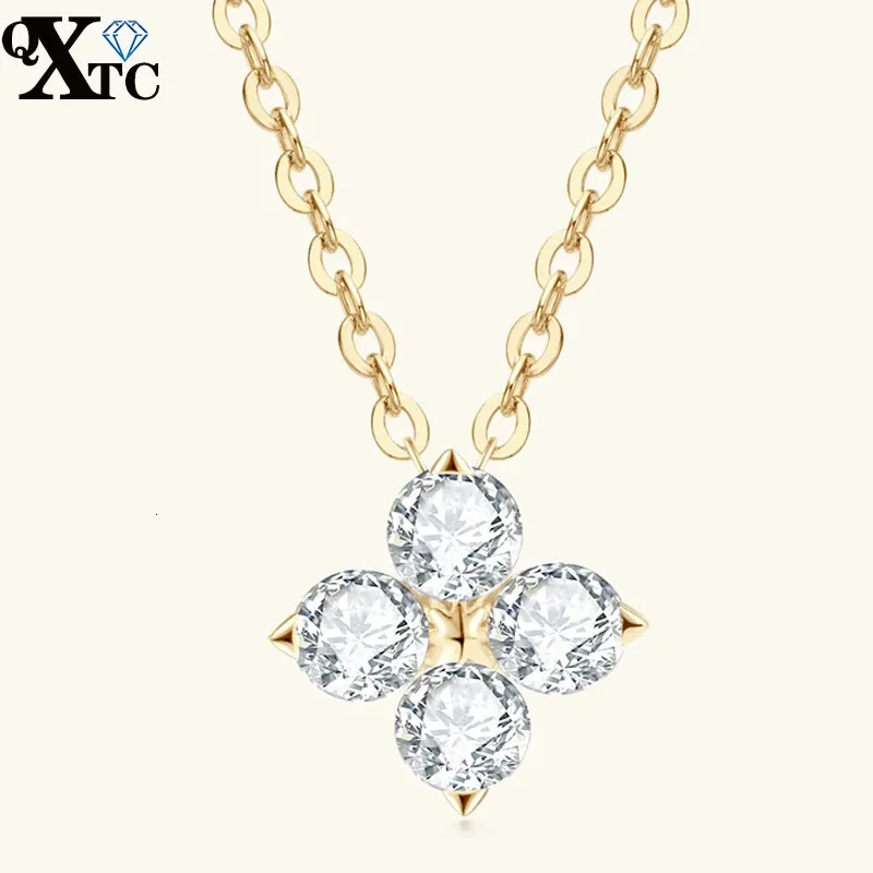 Chokers Qxtc 4 Stones Trendy Necklace D Color Diamond Pendant 925 Silver Plate 18K Gold Jewelry for Women Wedding Present Choker 231020