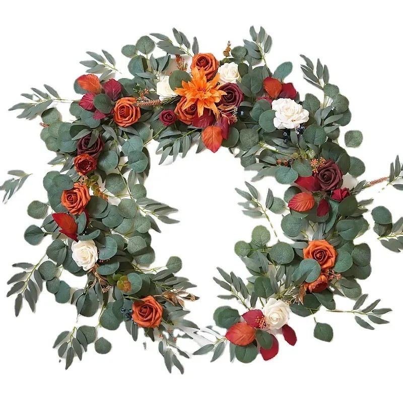 Decorative Flowers Wreaths 1.8M Long Artificial Wedding Arch Flower Garland Silk Wall Hanging Rattan Plastic Vine Home Living Room Window Decor Plant 231020