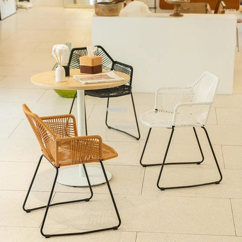 Mobiliário de acampamento moderno lazer cadeiras de praia simples rattan ao ar livre varanda café nórdico escritório em casa encosto poltrona