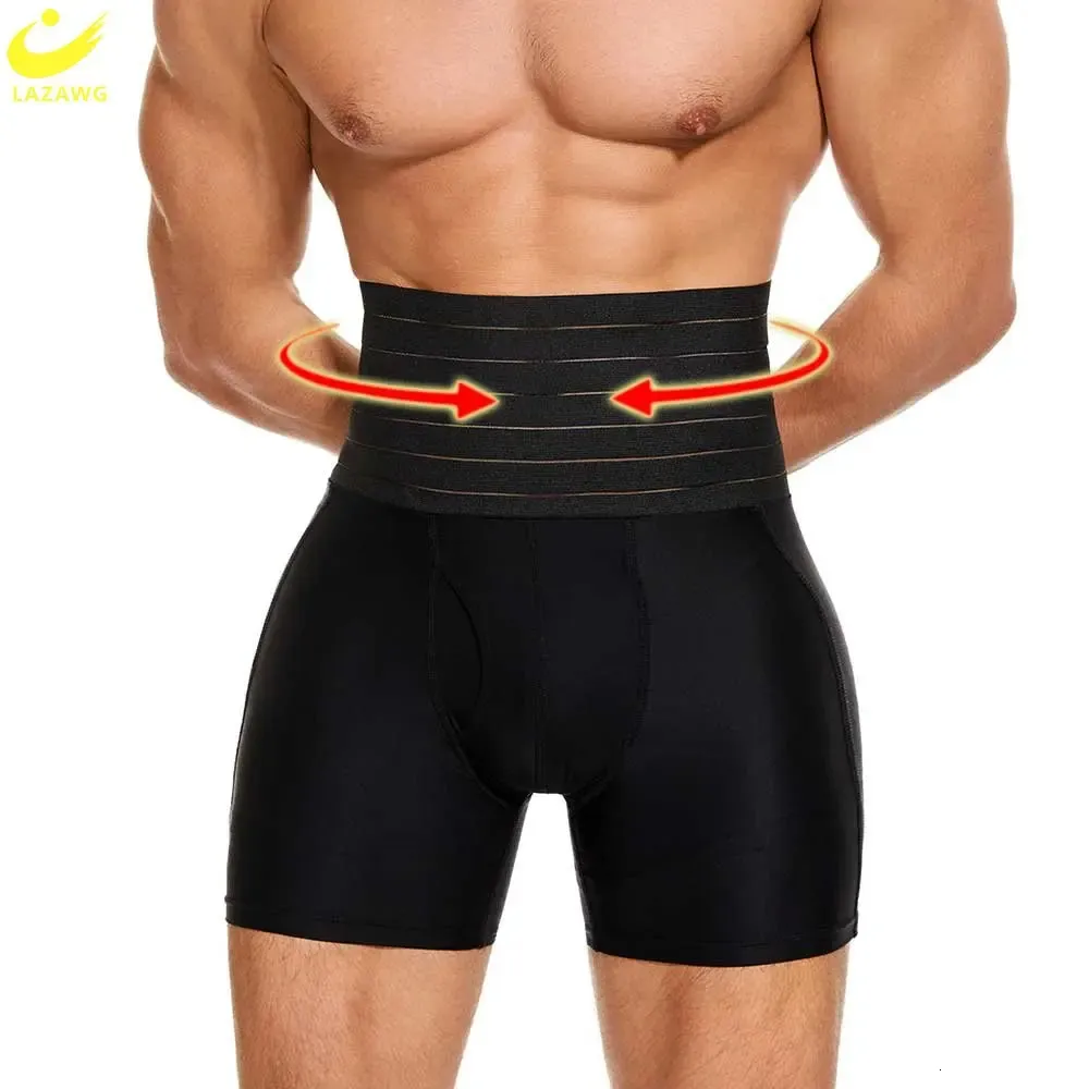 Taillen-Bauchformer LAZAWG Body Shaper Shorts für Männer Abnehmen Bauchkontrolle Panty Mid Trainer Hohe Taille Unterwäsche Oberschenkel Höschen Body Shaper Gym 231020