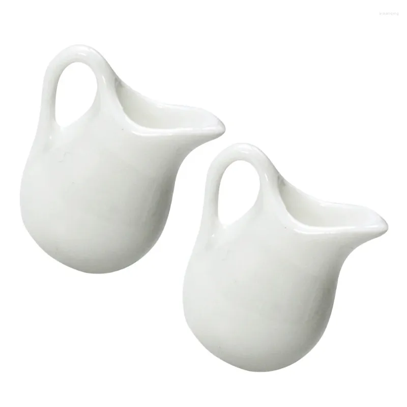 Set di stoviglie 2 pezzi Mini brocca per il latte Piccola macchina per caffè espresso Accessori per la casa del caffè Decorazioni per la casa delle bambole in ceramica Creatore di salse