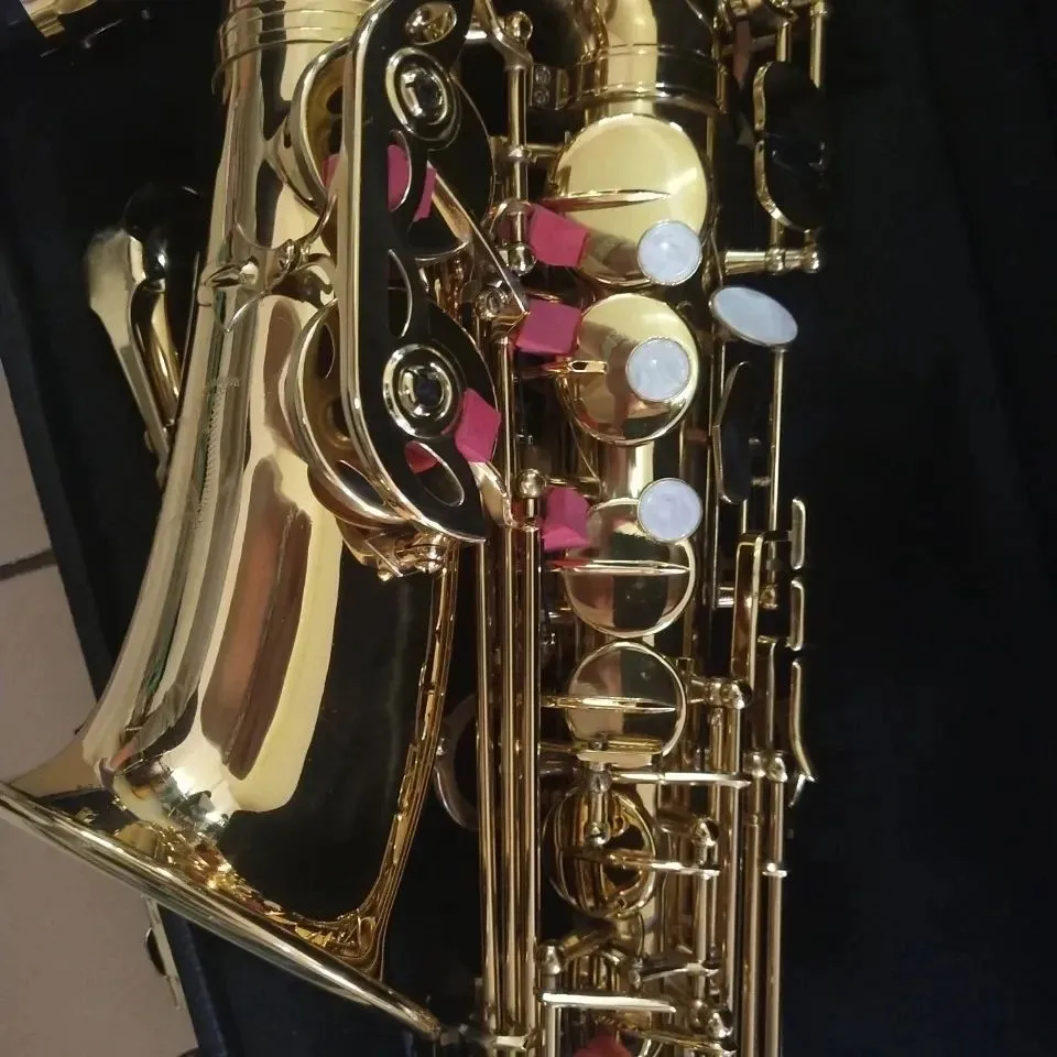 Gold-Flat-Tone Professional Alto Sax Brass Połączony złoto 901 Oryginalny ton saksofonu jeden na jeden saksofon