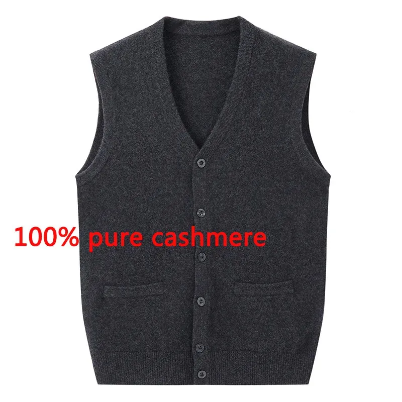 Men's Sweaters Autumn Winter Cashmere Sweater Men Knitted Casual V-neck Vest Sleeveless high quality fashion Thick plus size S-3XL4XL5XL 231021