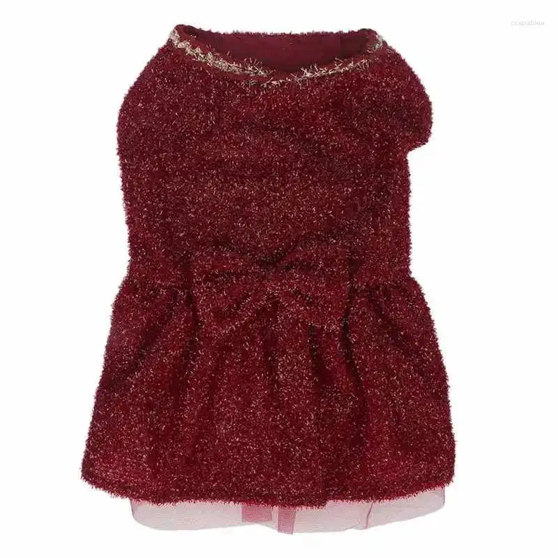 Vestido de roupas de cachorro Pet Princess Dress Elastic Red Red Confortável gravata borboleta respirável para casamentos cães pequenos todas as estações