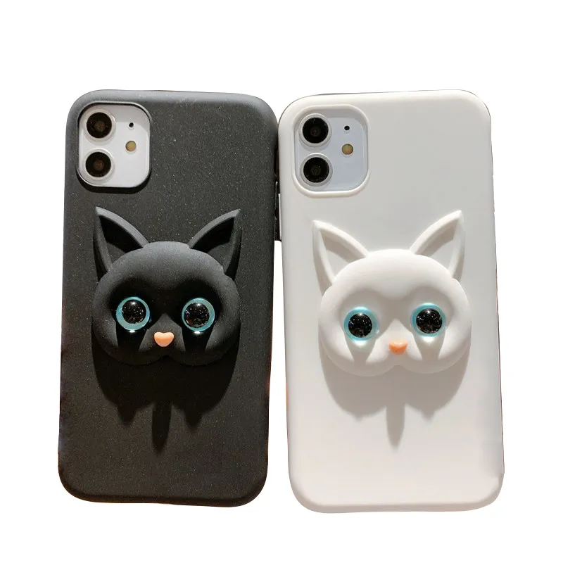 iPhone 15 Pro Max Ultra 14 13 12 Plus Student Cartoon Cat Soft Skin Feel Feel MobilePhone Protective Cover非滑りTPUショックプルーフバックカバーを感じる学生漫画猫の3Dアップル携帯電話ケース