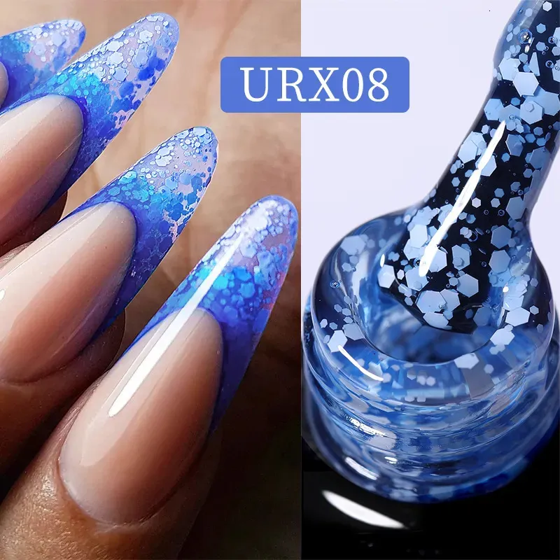 Nail Polish UR SUGAR 7ml Snow Flake Gel UV LED Semi Permanent Blue Green Pink White Sequins Nails Art Design Varnish 231020