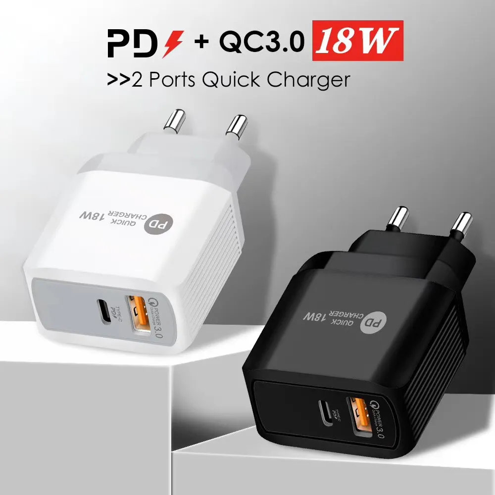 Chargeur USB type-c 18W QC 3.0, charge rapide, adaptateur mural pour téléphone portable, iPhone 15, Xiaomi 13, Samsung