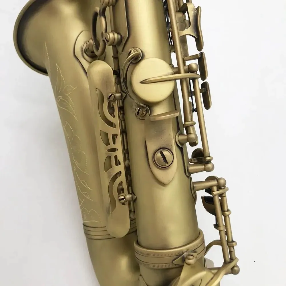 Saxophone Alto rétro classique 54, structure originale améliorée, double nervure, cuivre antique givré, artisanat professionnel