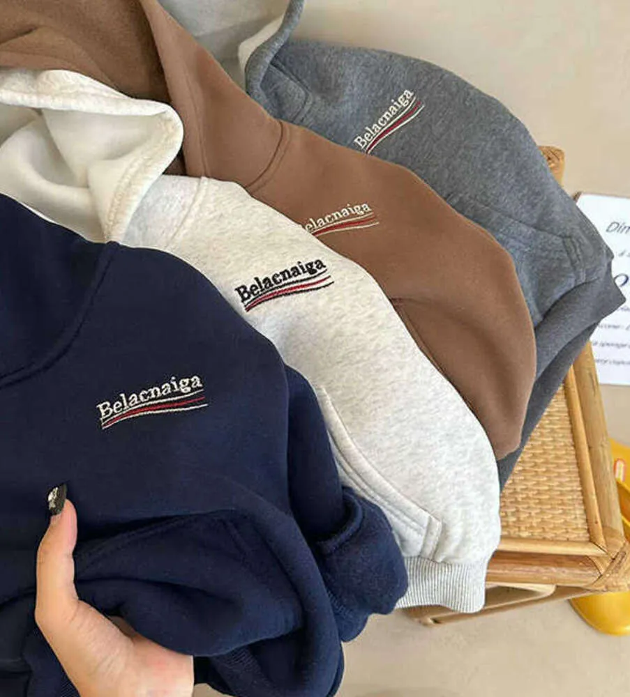 Barnkläder set tröjor hoodies förtjockar mode vinter höst flicka pojke kläder baby småbarn bomullsutkläder toppar barn svett259k