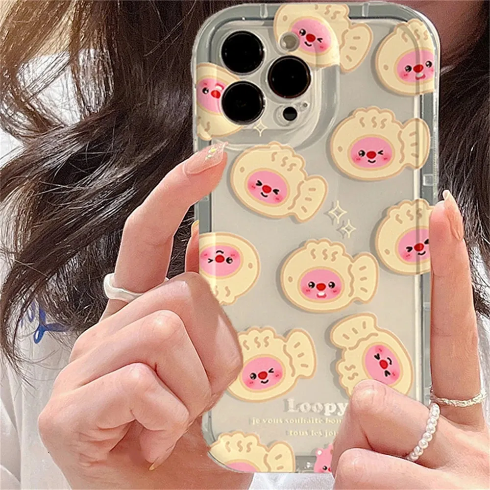 Cas de téléphone portable coréen mignon Taiyaki rose castor pour iPhone 14 13 12 11 Pro Max belle bande dessinée couverture de protection antichoc souple Funda 231021
