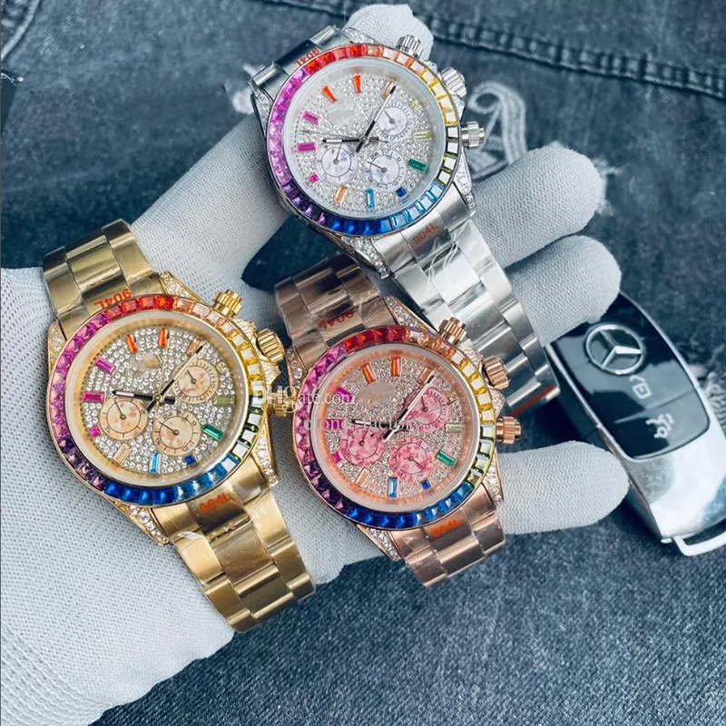 Montres Mens Luxury Designer Classic Diamond Set Cloned Watch 40mm rostfritt stål gummikedja U1top Classic Sapphire Glass Högkvalitativ julklapp AAA Guarda