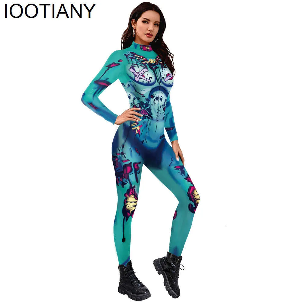 Terrorist Bloody 3D Printed Women Jumpsuit Carnival Fancy Party Cosplay Costume Bodysuit Adults Fiess Onesie Outfits