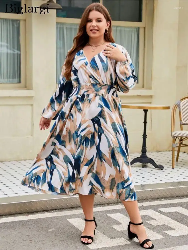 Striped Print V Neck Long Casual Midi Dress For Plus Size Women Autumn/Winter  Fashion With Pleated Sleeves And Loose Fit 2023 From Xieyunn, $19.52