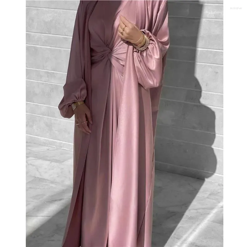 Abbigliamento etnico abito hijab musulmano eid ratin abayas 3 pezzi set abbinati da donna aprire la veste araba kaftan kimono femme jalabiya vestidos