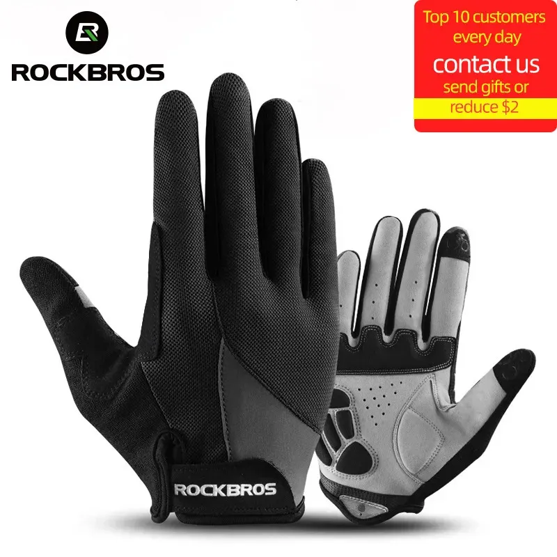 Cycling Gloves ROCKBROS Windproof Cycling Gloves Bicycle Touch Screen Riding MTB Bike Glove Thermal Warm Motorcycle Winter Autumn Bike Clothing 231021