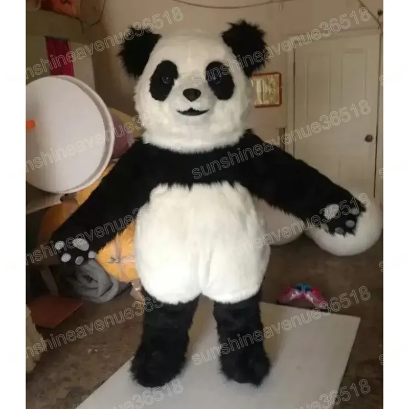 Halloween Panda Mascot Costume Högkvalitativ tecknad tema Karaktär Karneval Vuxna storlek Julfödelsedagsfest Fancy Outfit