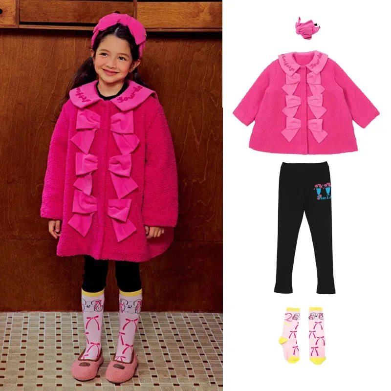 Jackets Korean Kids Clothes Girls Pink Lamb Outerwear Jacket Coat For 2023 Winter Children's T Shirts Princess Dress Clothings 231021