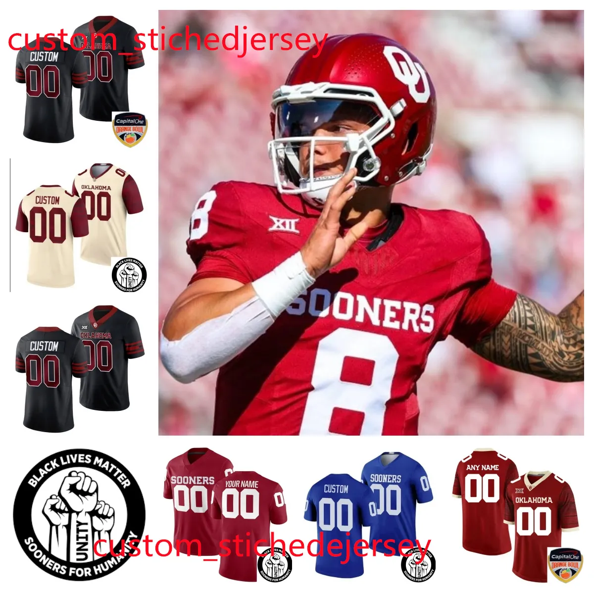 Oklahoma Sooners Football Gunnar Allen Savion Byrd Tyler Guyton Kyle Ergenbright Wanya Morris Robert Congel Nate Anderson Maillot cousu sur mesure pour homme CeeDee Lamb