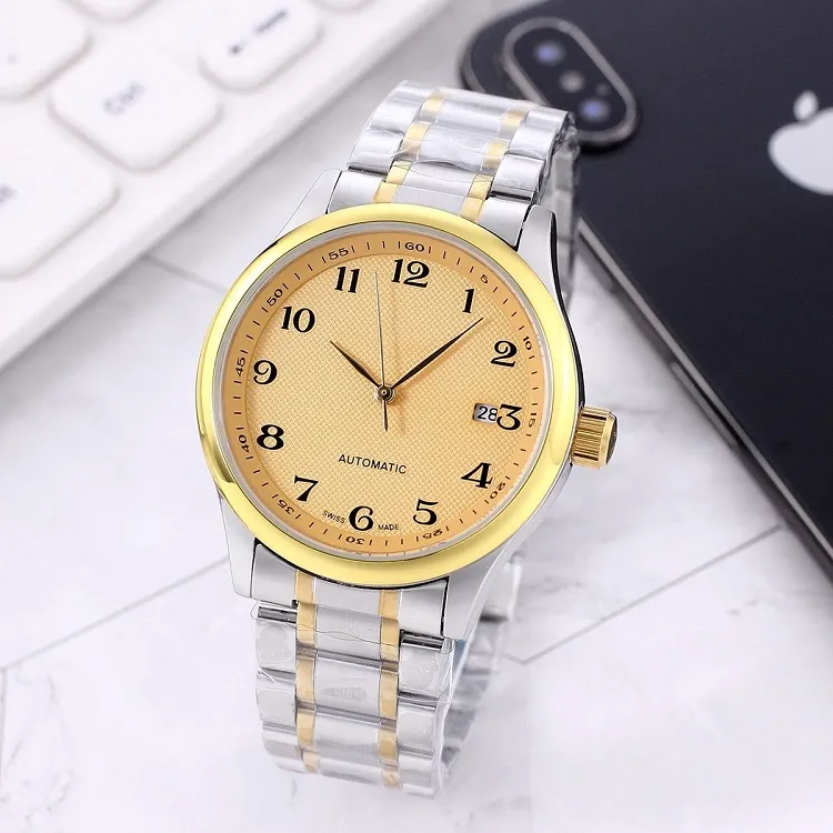 Longin Wrist Watches Men 2023 Mens 시계 39mm 3 개의 바늘 자동 기계 Wastch 고품질 고품질 고품질 브랜드 패션 디자이너 클럭 스틸 스트랩 2