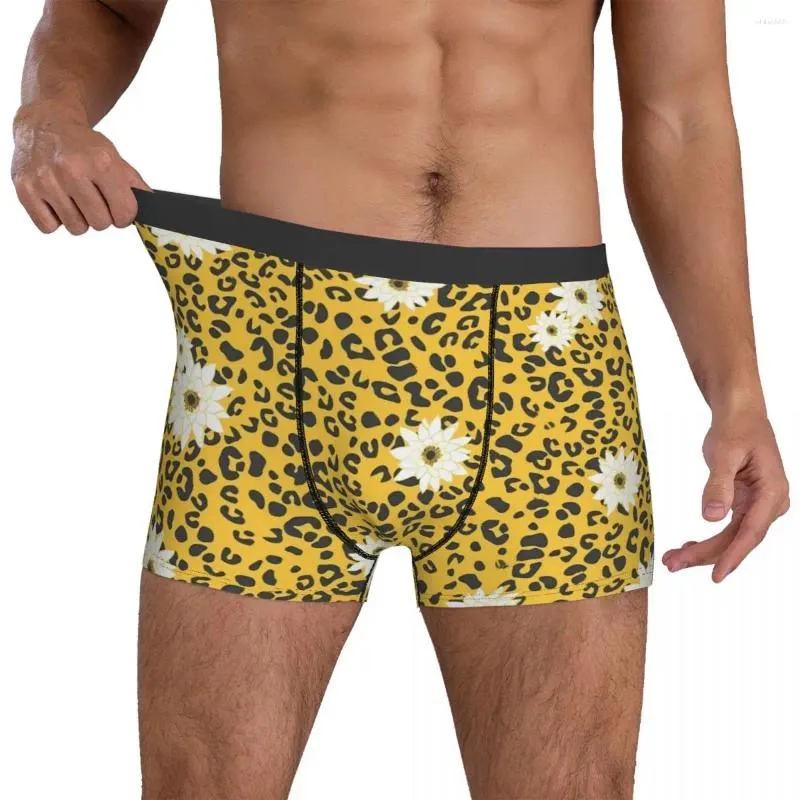 Underpants Floral Leopard Design Underwear White Flower Print Classic Shorts Briefs For Males 3D Pouch Plus Size Trunk