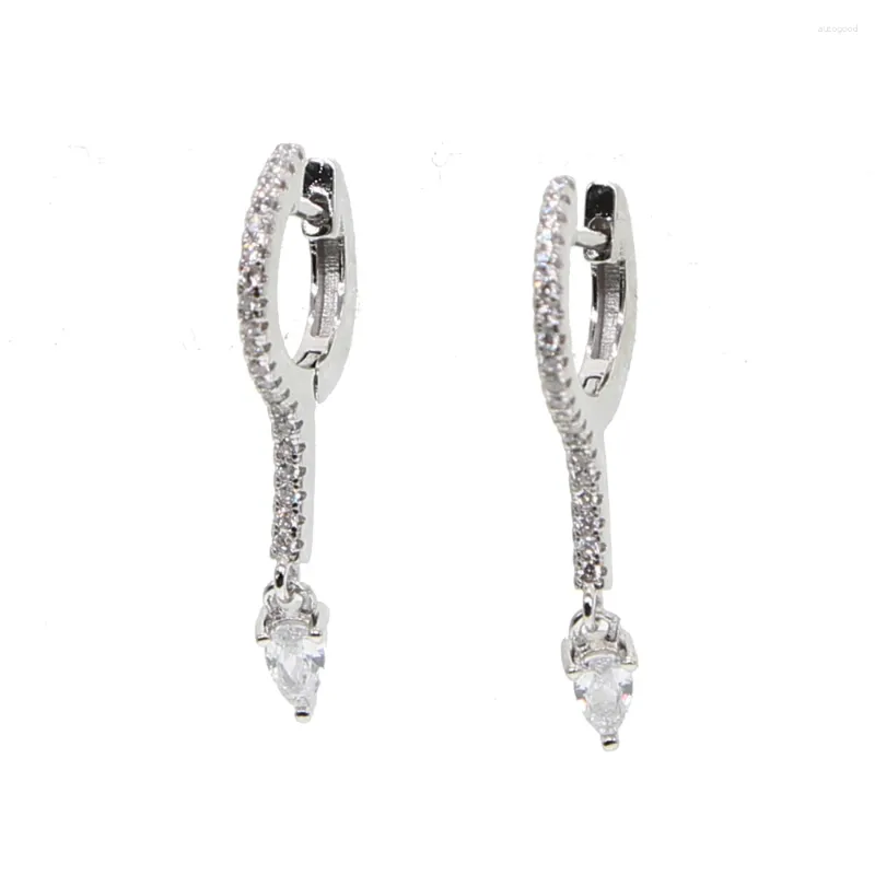 Boucles d'oreilles pendantes en forme de larme pour femmes, couleur argent, en laiton, zircone, barre avec Micro pavé, Zircon cubique, arrivée