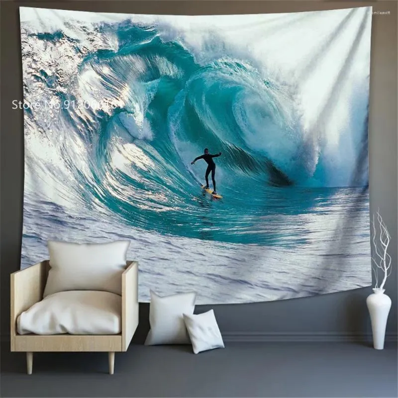 Tapisserier Tapestry Aesthetics Surfing Product Water Sports Wall Hung Bedroom Family Tapiz Home Decoration