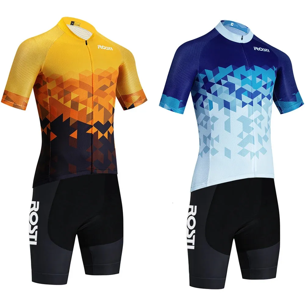 Conjuntos de camisa de ciclismo 2024 ROSTI Camisa de ciclismo Colpack Team Bike Maillot Jersey Shorts Homens Mulheres Moda 20D Ropa Ciclismo Bicycl Jerysey Roupas 231021