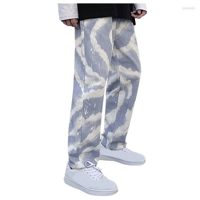 Jeans pour hommes Hommes Mode Imprimer Pantalon surdimensionné 2023 Denim Mens Streetwear Hip Hop Harem High Wasit Salopette # T2G Heat22