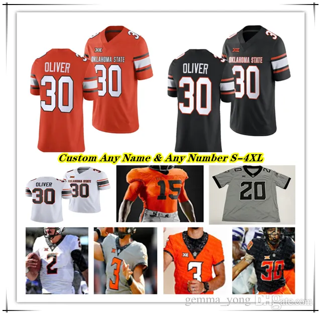 Maillot de football universitaire Oklahoma State OSU Alan Bowman Gunnar Gundy Ollie Gordon Jaden Nixon Jaden Bray Rashod Owens Nickolas Martin Collin Oliver Brennan Presley