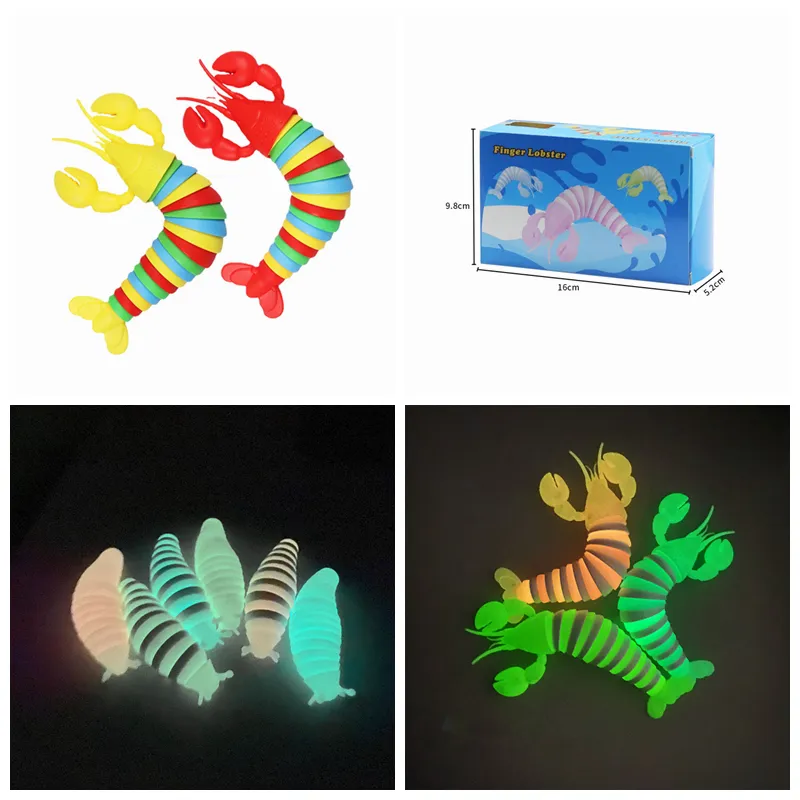 Fidget lumineux Slug décompression Fidget jouets fête faveur lumineux Fidget homard soulager le Stress jouets enfants cadeaux d'anniversaire festifs