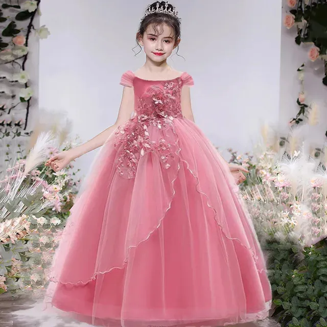 Flower Girl Long Sleeve Princess Ball Gown with Feather Accents – Mia  Bambina Boutique