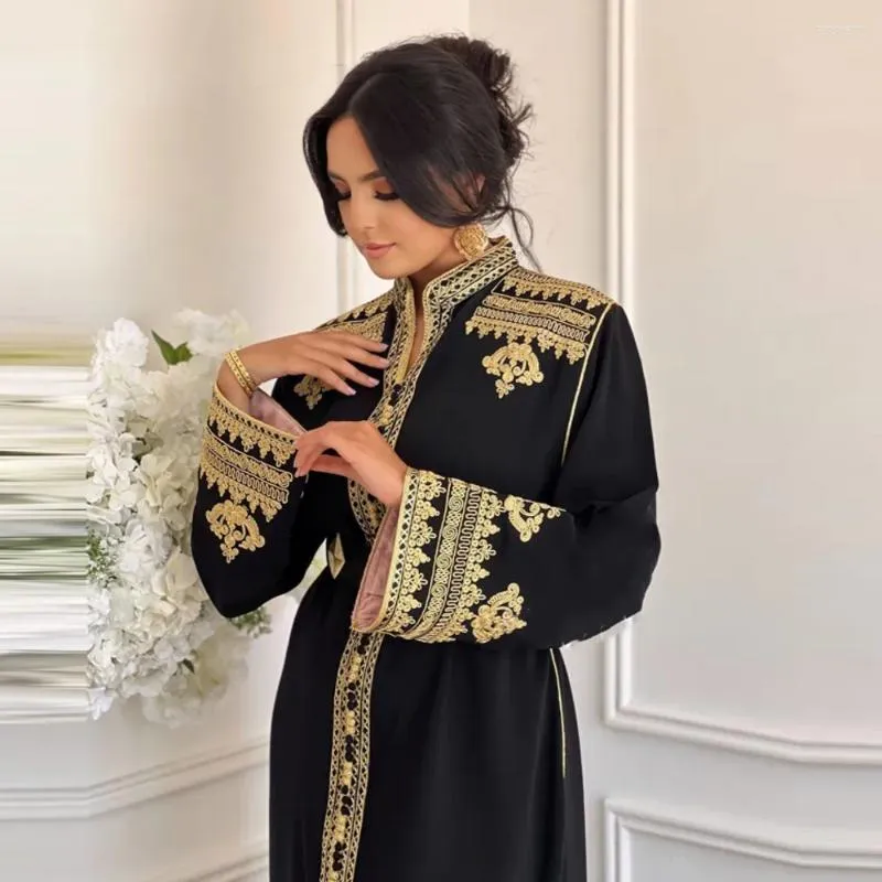 Morocain Caftan Gold Applique Abaya Pour Le Mariage En 2024 A Dubai Manches Longues Avec Ceinture Du 97 47 DHgate