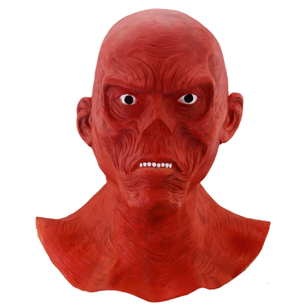Halloween Hood Horror Halloween Terror Cosplay Mask Red Skeleton Zombie Game Surrounding Latex Head Cover Demon Mask