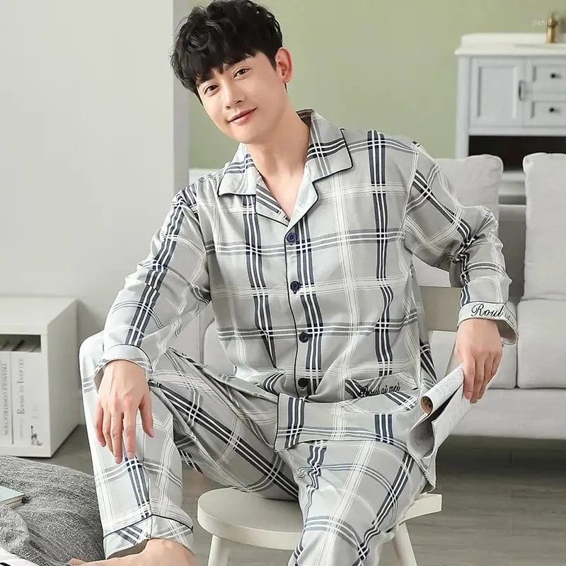 Mens long 2025 sleeve pyjama set