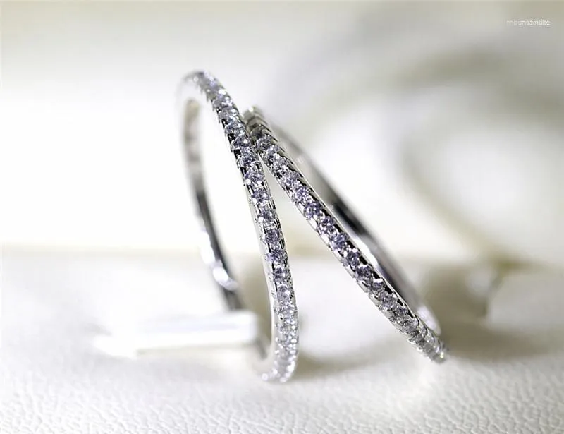 Cluster ringen vrouwelijke eeuwigheid ring wit goud gevuld Pave Zirkoon Cz engagement trouwring voor vrouwen bruids partij sieraden maat 5-11