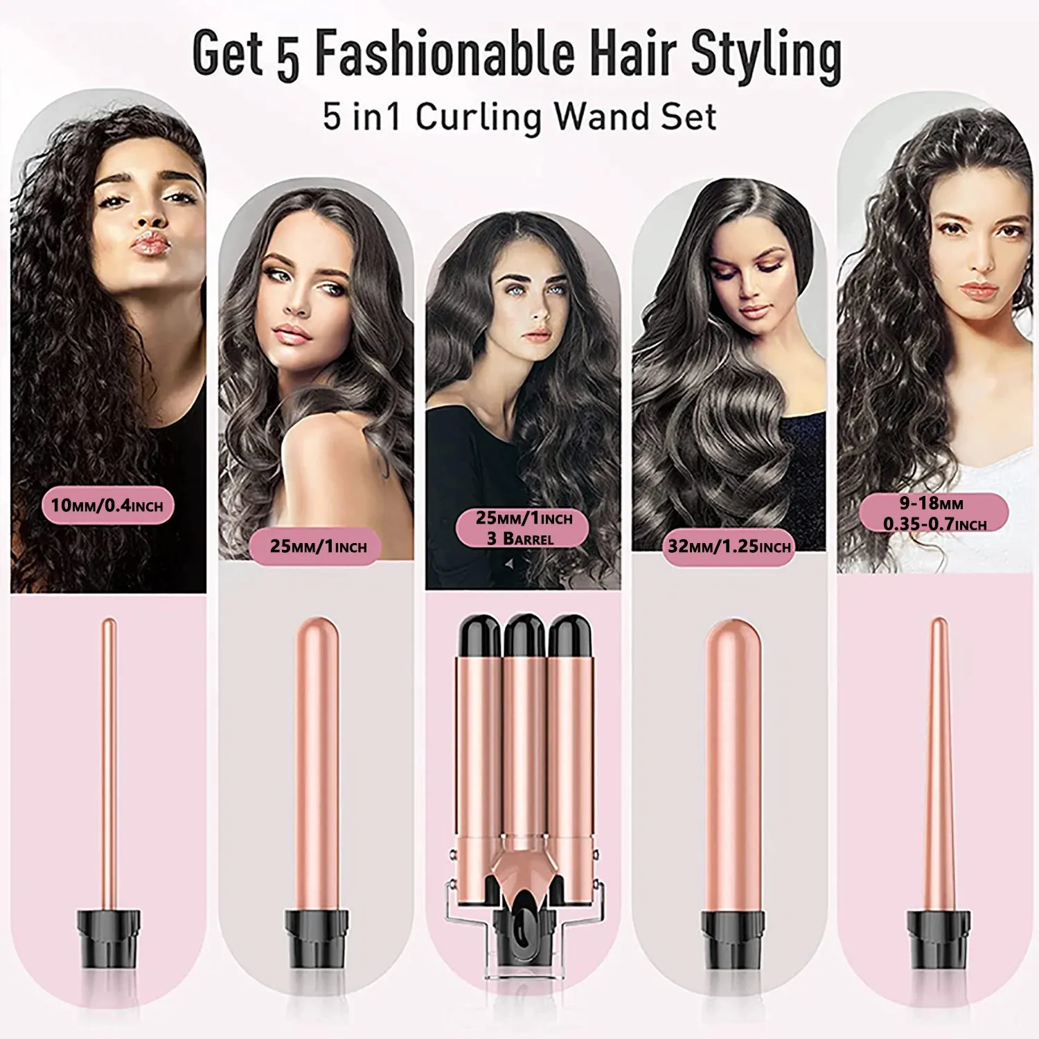 5 In 1 Hair Styling Tool Fast Heating Curling Iron With Attachments With 3 Barrel Crimper 0.4 1.25 Inch Wand Curler For All Hair Types 231021 From Men04 31.9 DHgate.Com
