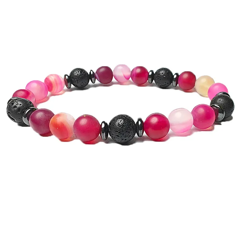 Brins de pierre d'agate de lave naturelle de 8mm, perles, bracelets pour femme et hommes amoureux, charme fait à la main, bijoux énergétiques de Yoga