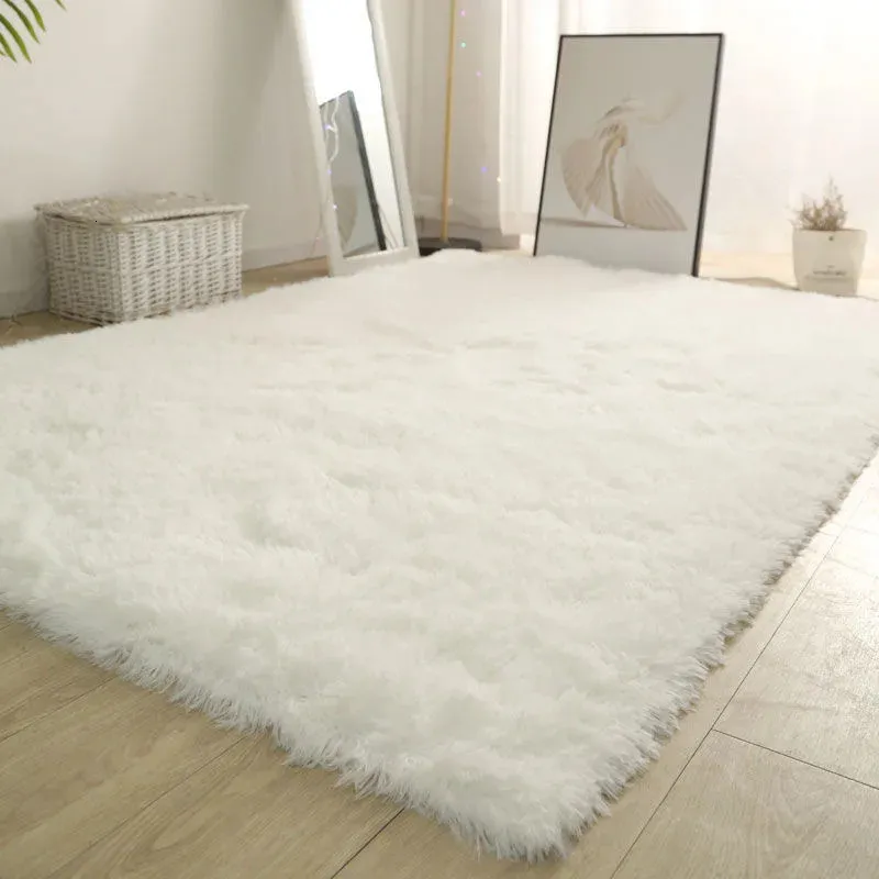 Tapis Blanc Moelleux Tapis de Hall Moderne Salon Chambre décor à la Maison Grands Tapis épaissi antidérapant Fille Chambre d'enfant Tapis en Fourrure Rose 231021