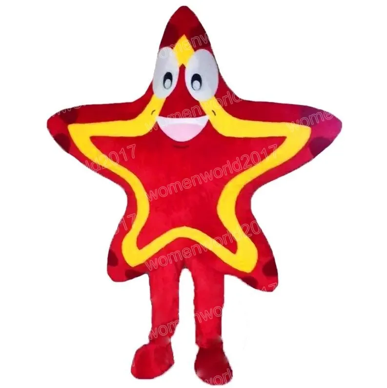 Halloween bonito estrela vermelha mascote traje de alta qualidade personagem dos desenhos animados roupas terno unisex adultos outfit aniversário natal carnaval fantasia vestido