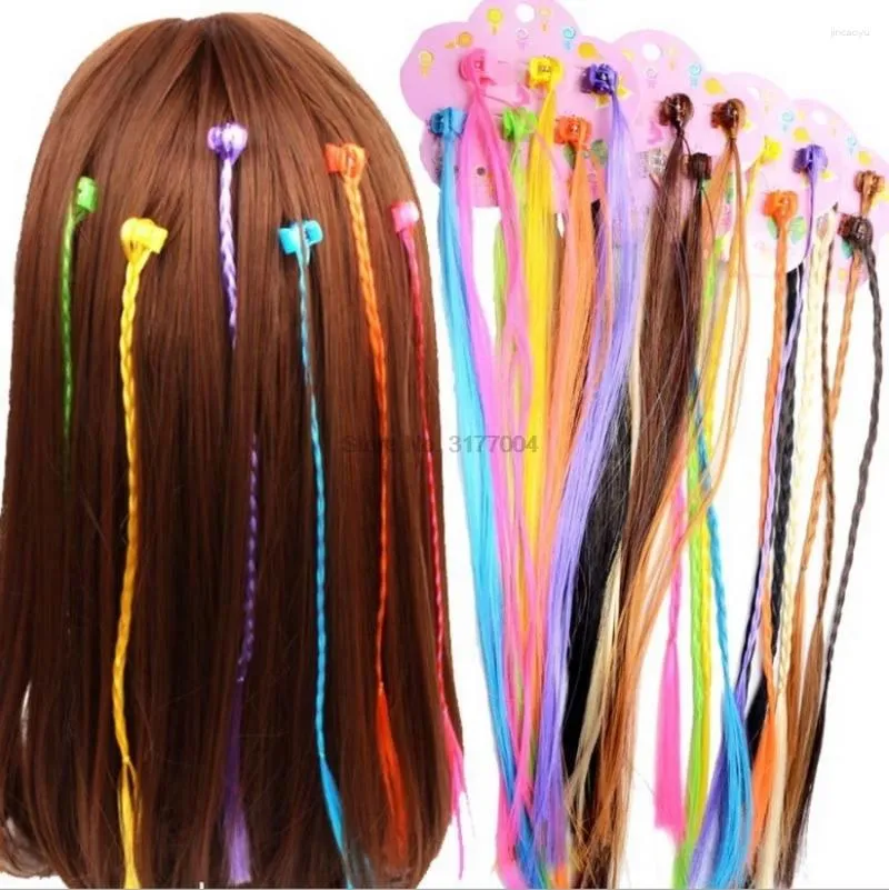 Hair Accessories DHL 500set 6pcs/set Girls Colorful Wigs Ponytail Ornament Pin Beauty Clip Headwear Kids Accessorie