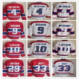 Vintage Montreal Hockey Jerseys 10 Guy Lafleur 4 Jean Beliveau 9 Maurice 29 Ken Dryden 33 Patrick Roy Retro Ccm Uniforms