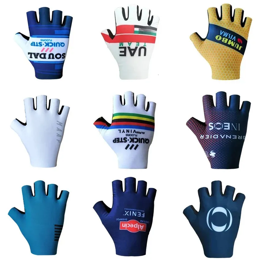 Cycling Gloves Pro Team Cycling Gloves Breathable Road Bike Gloves Men Sports Half Finger Anti Slip MTB Bicycle Glove 231021
