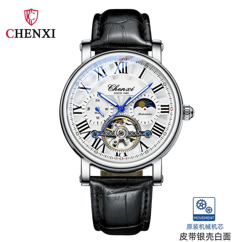 CHENXI 8873 affaires haute qualité automatique volant creux lumineux étanche hommes en gros montre mécanique