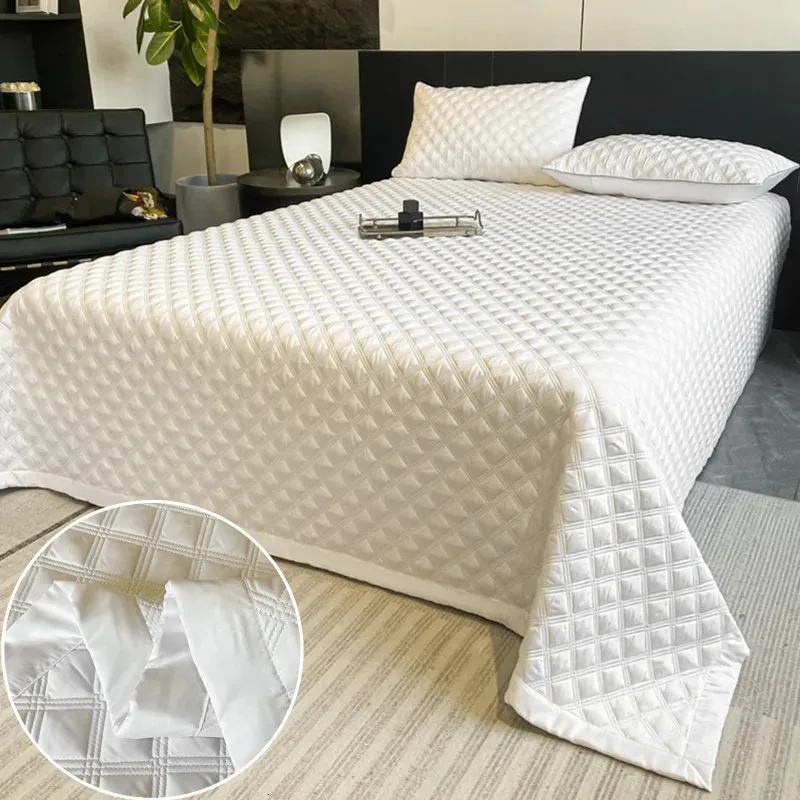 Mattress Pad 1pc White Bedspread on the Bed 150x230 Quilted Bedsheet Simple Style Bed Cover Queen Size colchasPillowcase Need Order 231021
