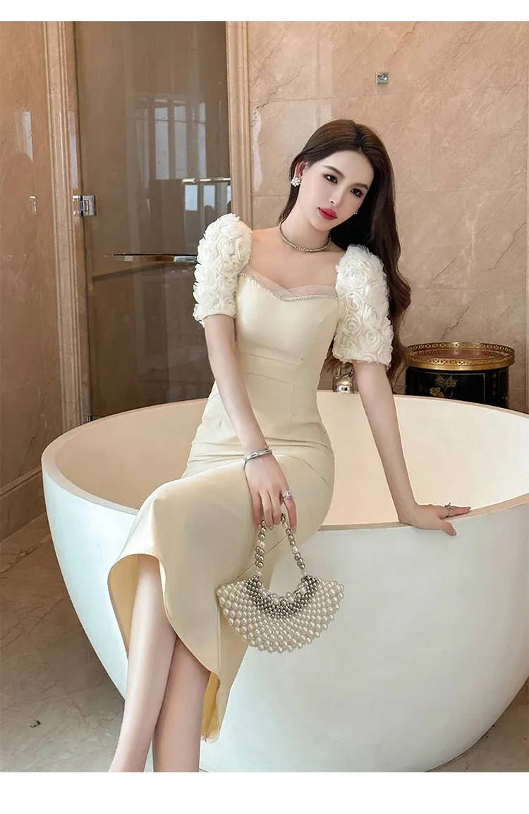Bodycon Floral Maxi Dress Satin Yellow Flower Cap Sleeve Above Knee Casual  Elegant Dress for Women from Dhgate Basic & Casual Dresses - price 49.94
