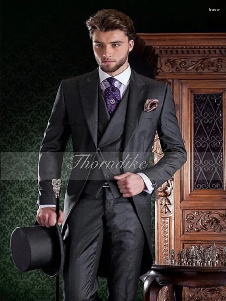 Herenpakken Thorndike Italiaans Tailcoat Design Heren voor bruiloft Prom Jas Broek Vest Elegant Terno pak