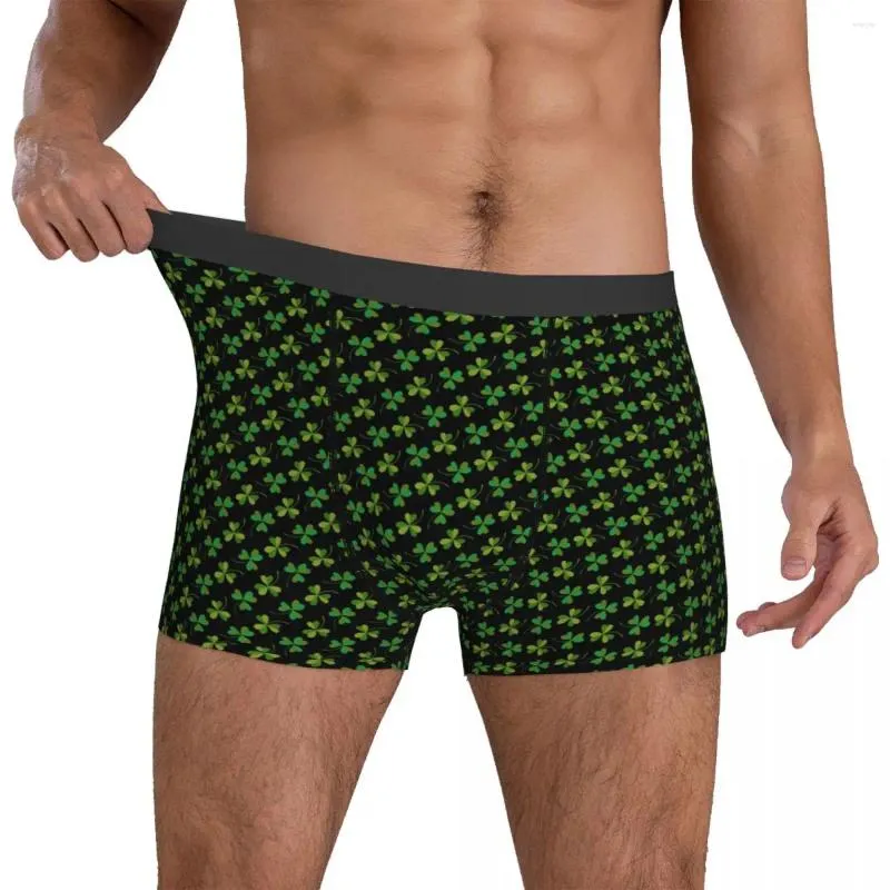 Sous-vêtements mignon Shamrock imprimé sous-vêtements St Patricks Day mâle imprimé tronc haute qualité Shorts slips grande taille