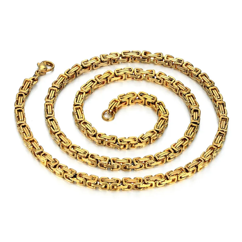 Chokers Fashion Men Stainless Steel Chain Necklace Gold Color Byzantine Punk Necklaces Male Jewelry Gifts Drop 231021