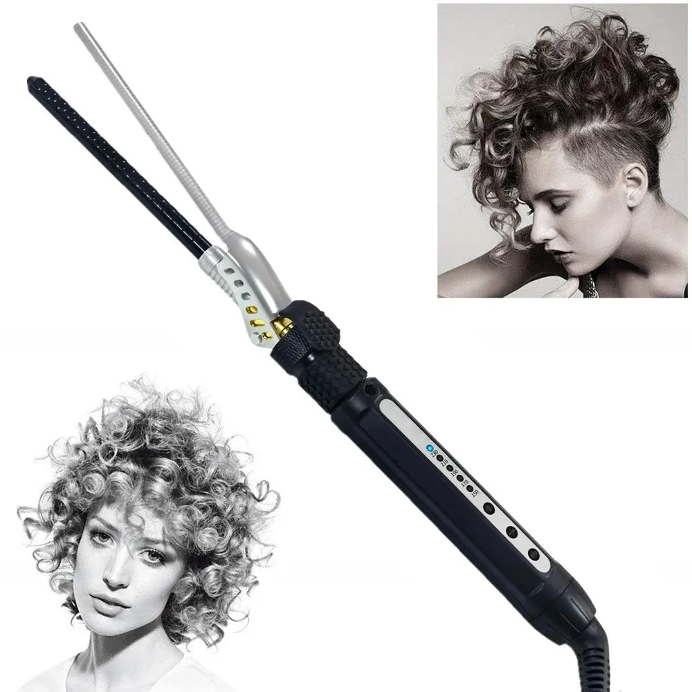 Curling Irons Professional 7mm Curling Iron Hair Waver Pear Flower Cone Ceramic Curling Wand Roller Salon Hair Curlers For Men Women 231021